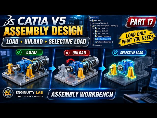 How to Load, Unload & Select Components in CATIA V5 Assembly | Part 17