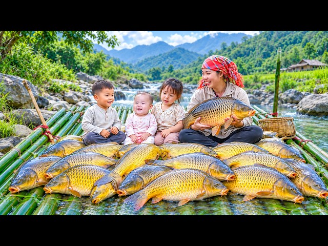 Building a Bamboo River Trap for GIANT FISH! | Selling Harvest at Market | Village Life