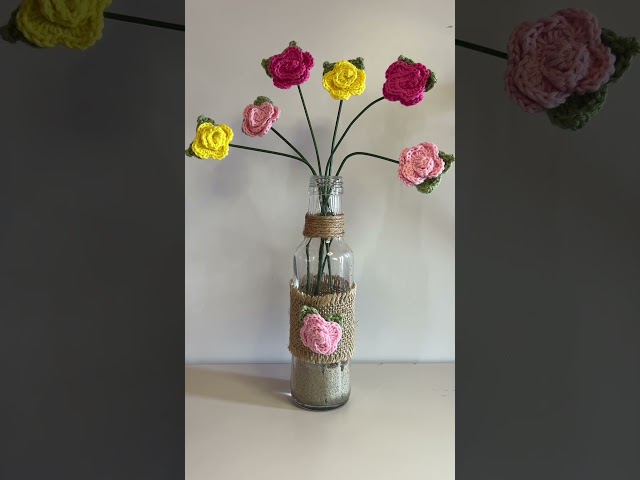 Last-Minute Mother’s Day Gift 💝 Mini Crochet Roses 🌹 #shorts