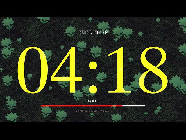 20 Minute Countdown Timer | with Focus Lo-fi Music, Alarm , Flower Pattern, Progress Bar, & 4K