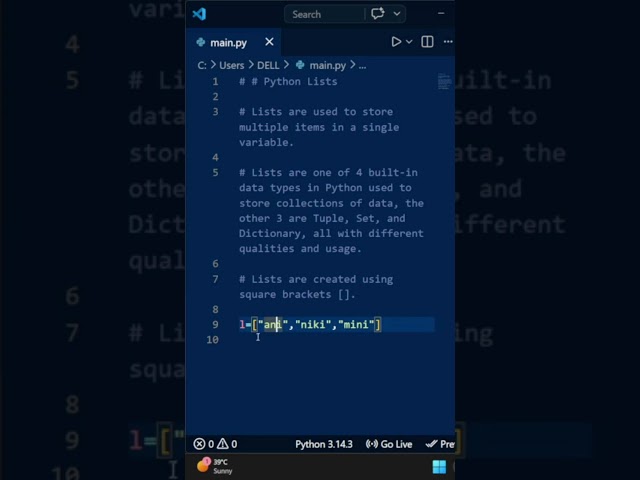 PYTHON : WORKING WITH LIST PART1