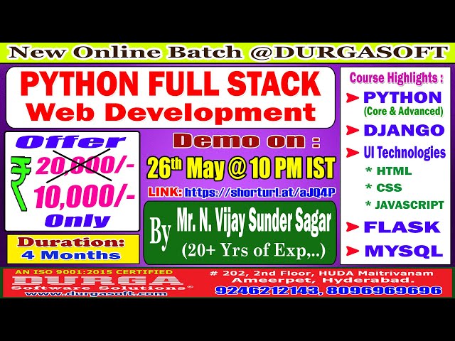 PYTHON FULL STACK Web Development Online Training @ DURGASOFT