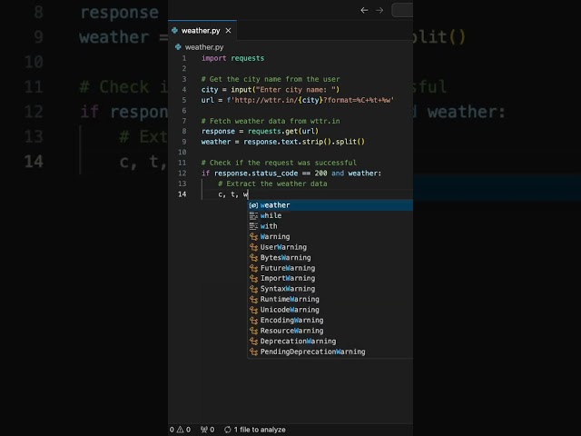 Create a Python Weather App in 10 Lines of Code! #shorts #python #weather