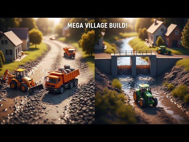 Mini Village Road Construction & Mini River Bridge Construction | Mini Village Mega Project 