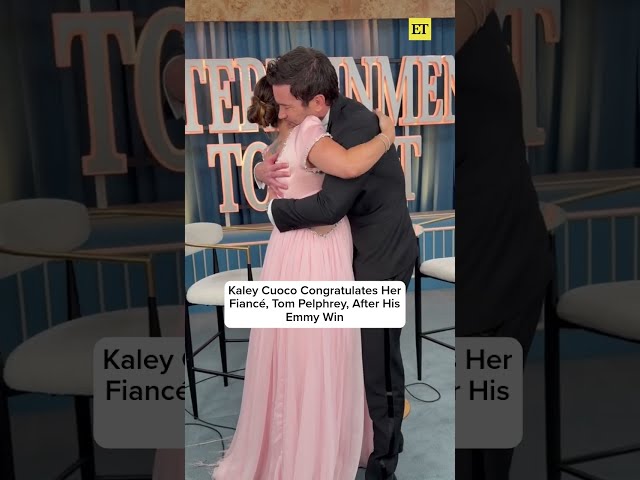 Kaley Cuoco crashes our interview with Tom Pelphrey to congratulate him on his #Emmy win. 🥹