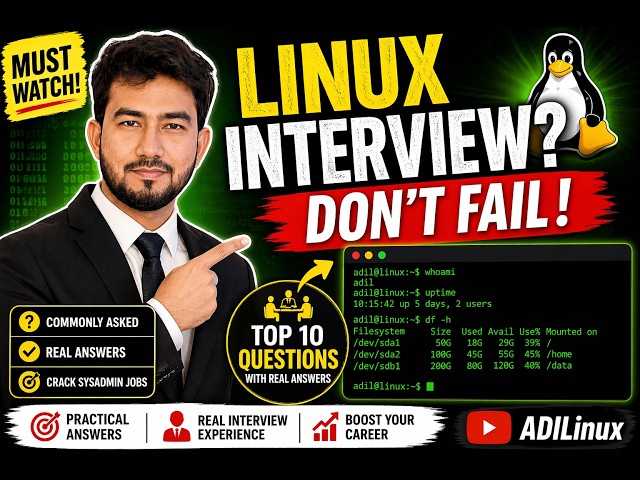 Top Linux Interview Questions (With Real Answers) | Crack SysAdmin Jobs in 2026 🚀