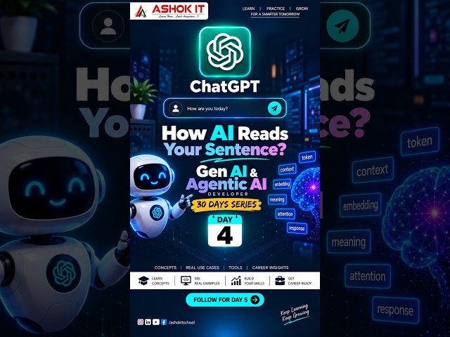 How AI Reads Your Sentence? 🤖 | How ChatGPT Understands Your Text | Day 4 | Ashok IT