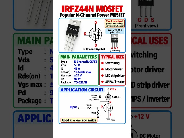 IRFZ44N - Popular N-Channel MOSFET
