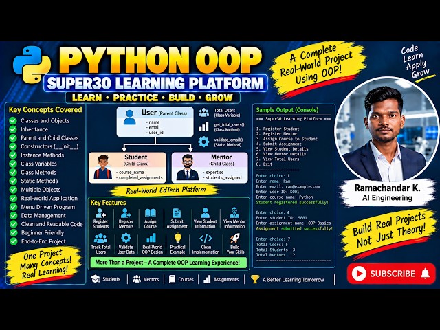 Python OOP Final Project | Build a Super30 Learning Platform | Inheritance, Classes & Methods