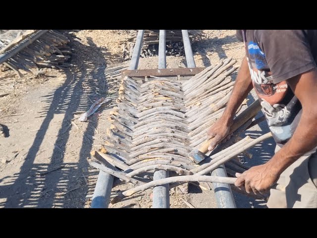 Village genius makes on-camera farm tool, pitchfork, ready in minutes