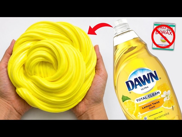 How to Make Fluffy Slime Without Borax | No Borax Dish Soap Slime at Home [ASMR]
