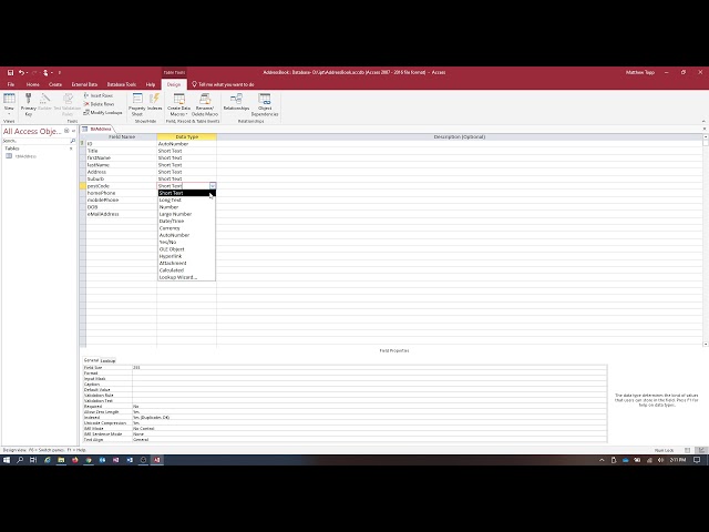 3 Formatting database fields 1