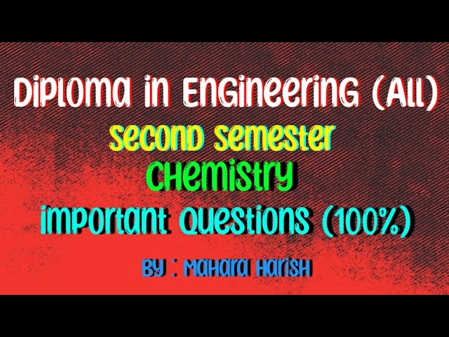 || Important Questions Of Chemistry | 2nd Semester | Diploma in Engineering | CTEVT || Chemistry ||