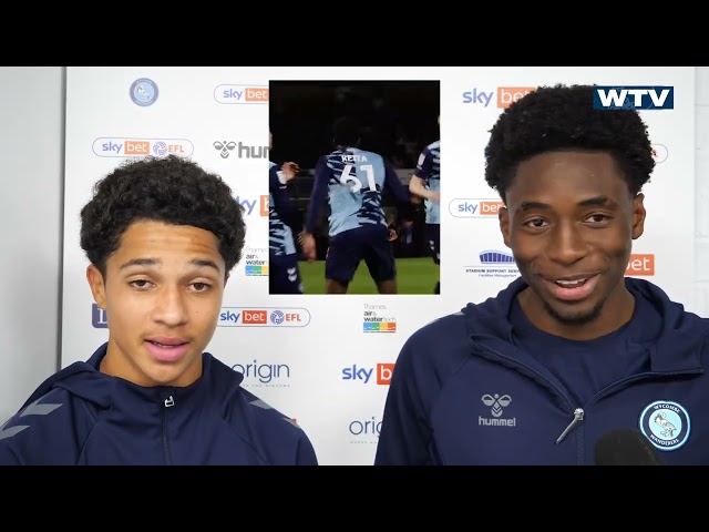 Mo Keita and Kaylan Hemmings react to victory against Chelsea