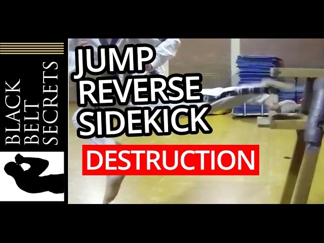 BOARD BREAKING: Taekwondo Kicks — Jump Reverse Side Kick