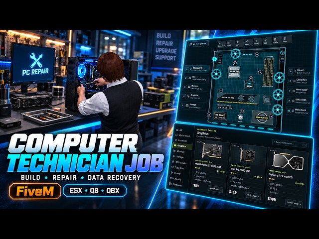 Fivem Computer Technician Job | PC Builder Script | ESX, QbCore, Qbox