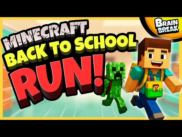 🟩 Minecraft Back to School Run 🟩 Brain Break | Freeze Dance 🟩 Danny Go Inspired
