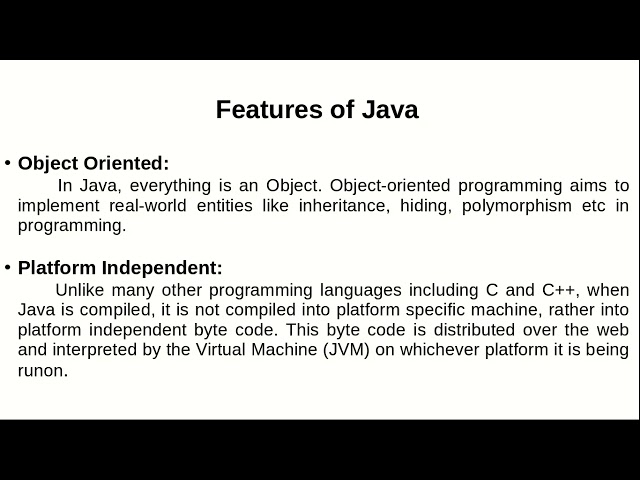 Features of Java programming in hindi