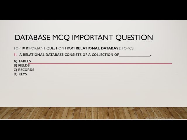 Top 10 Database MCQs Questions with Answers | DBMS MCQ  #Relational Database.