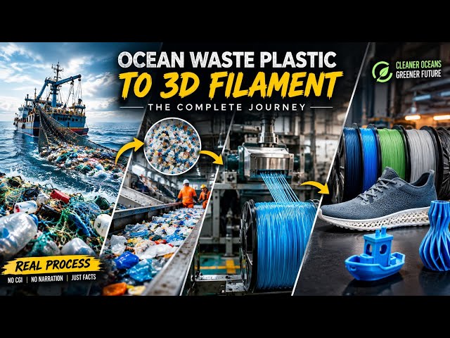 How Millions of Pounds of Ocean Plastic Become Premium 3D Printing Filament. Full Factory Journey. 