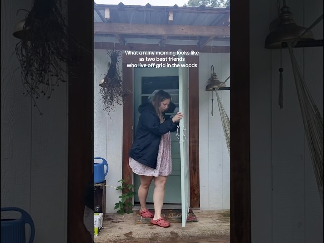 Best friends living off grid in the woods