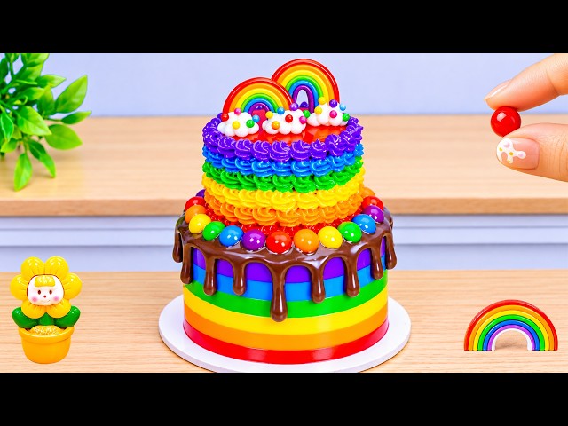 Mini Rainbow Cake With Chocolate🌈 How To Make Magical Double Rainbow Cake💖HT Mini Cakes