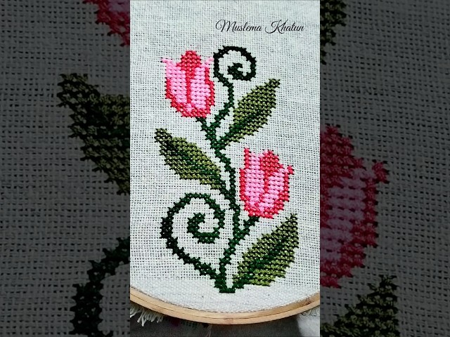 Easy & Beautiful Flower Embroidery Tutorial 🌿 #embroidery #shorts #shortsviral #diy #trending