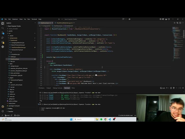 day 12 learning react and tailwind web app until I know what I am doing. study, code, chill