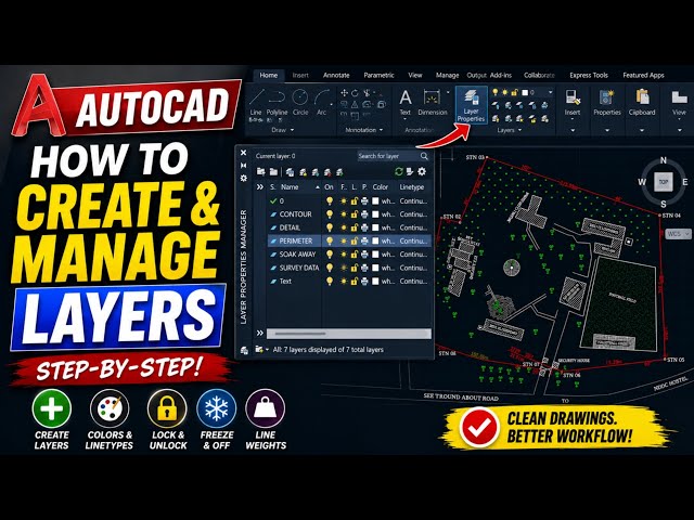 How to Create LAYERS in AutoCAD || AutoCAD Layer Management for Beginners @eazysurveys 