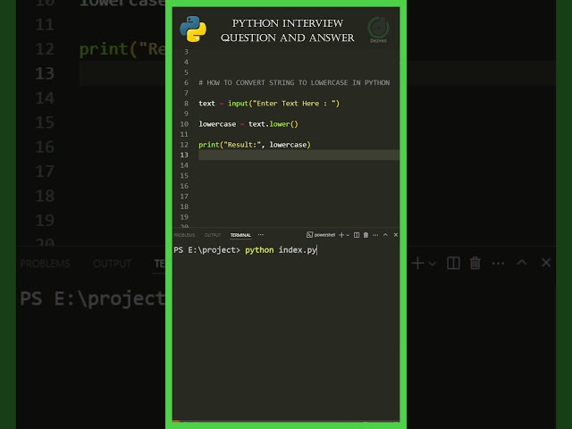 Convert String to Lowercase in Python in 10 Seconds! #shorts #python 🐍 #PythonShorts