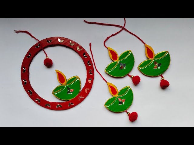 Diya Wall Hanging For Diwali Decoration Using Waste Cardboard 