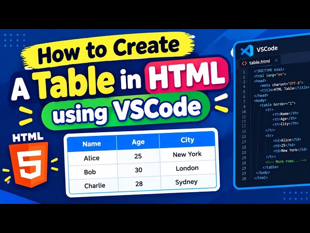 How to Create A Table in HTML using VSCode / Html Tutorial / Coding Tutorial 