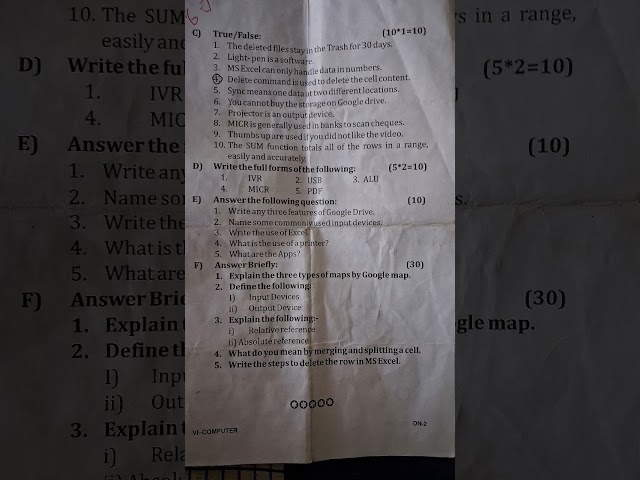 Class 6 ICSE computer question paper first term 2025 26