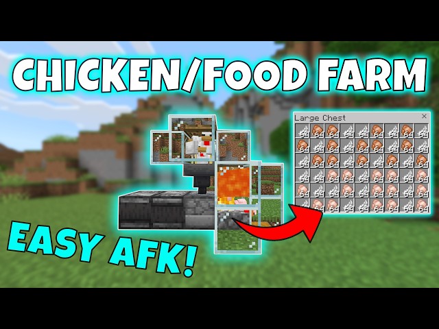 Easiest Auto Chicken Food Farm in Minecraft Bedrock 26.1+ Tutorial