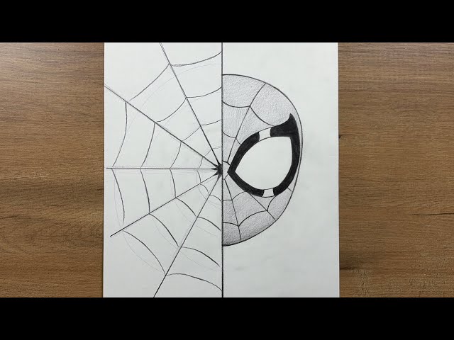 How to Draw Spider-Man Half Face | Easy Pencil Drawing Tutorial