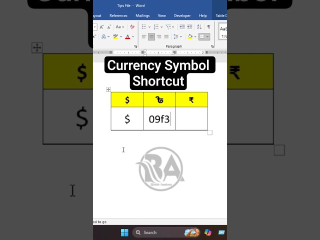 MS Word - Currency Symbol (Dollar, Taka & Rupee) Shortcut Keys ll Bivash Academy