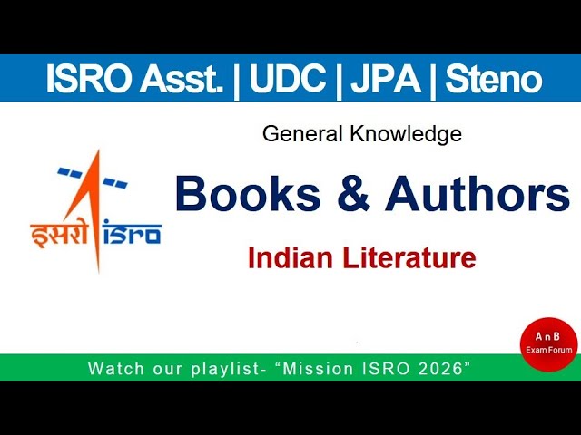 ISRO assistant UDC JPA steno - General Knowledge -Books and Authors 