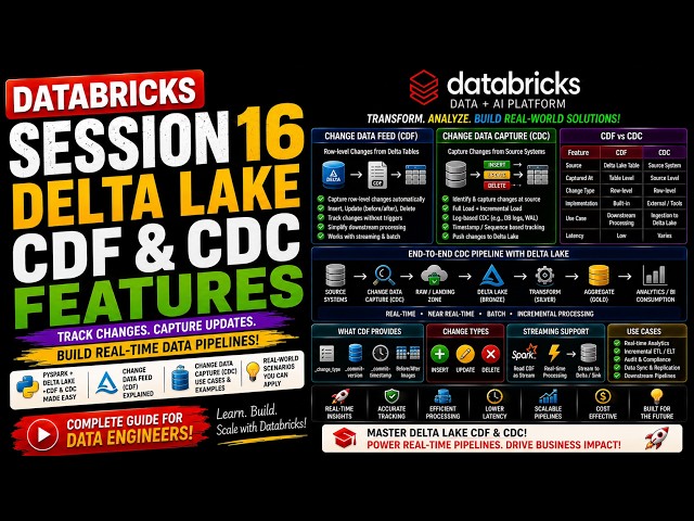 🔥 Databricks Session 16 :  Delta Lake CDF & CDC Explained ,Change Data Feed