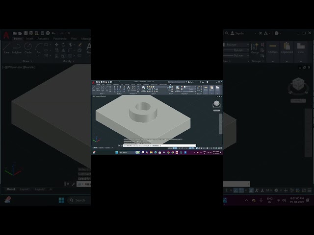 How to  create AutoCAD 3D Base Plate | Mechanical Design #Shorts #excel #civilengineering #autocad