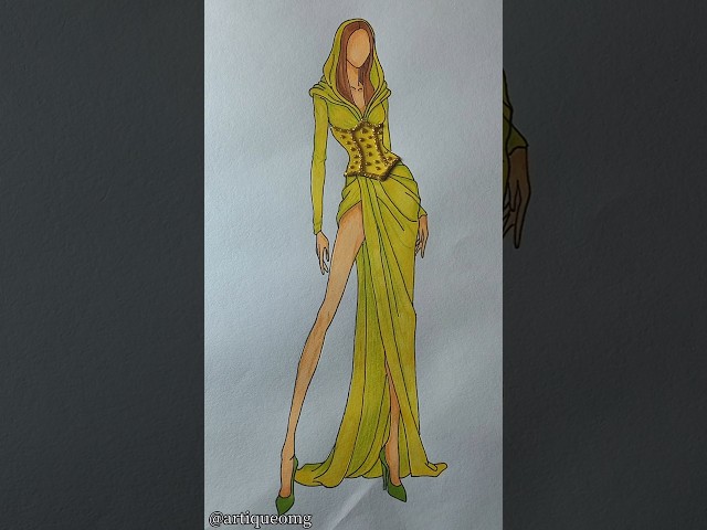 Golden Goddess ✨💚 | Fashion Illustration #shorts