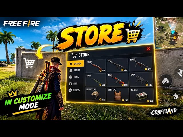 Add store in customize mode CRAFTLAND TUTORIAL FREEFIRE 