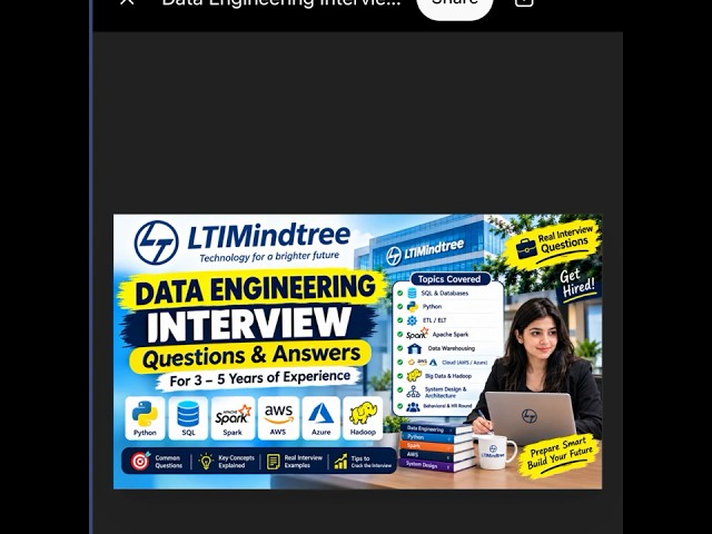 LTIMindtree Interview Experience 3-5 yrs Data Engineering #interviewquestions#dataengineering