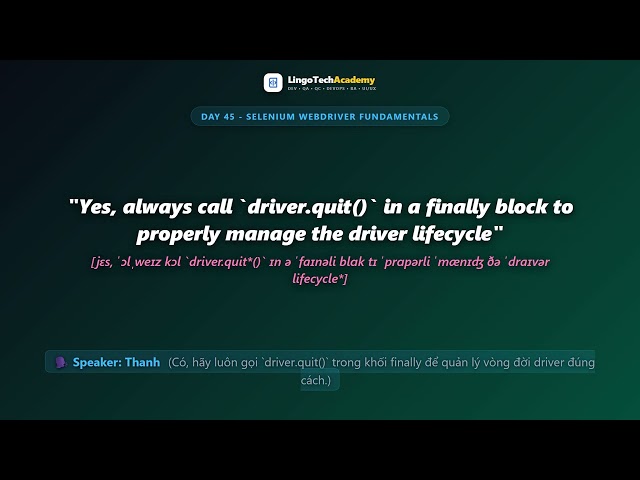 🚀 Day 45 - Selenium WebDriver Fundamentals | English for QA & Testing Professionals