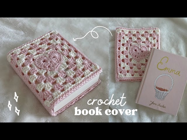 how to crochet a book cover | turn a heart granny square into an adorable cozy book cover!