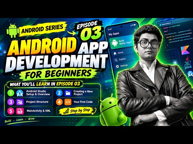 Ep3 Android App Development | Android Studio, Project Structure & First Code | Beginners