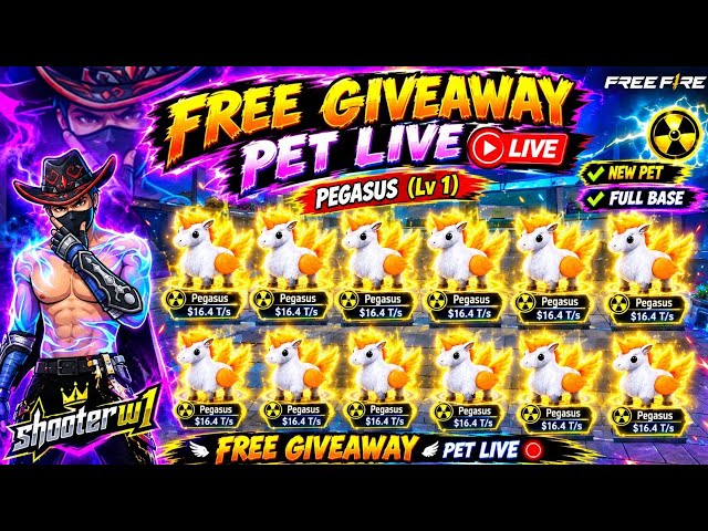 Shooter w1 is live 🔴 steal a pet Pegasus giveaway pet glitch #freefire