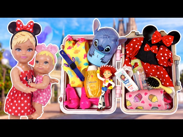 Barbie & Ken Doll Family Packing For Disney Trip Vacation