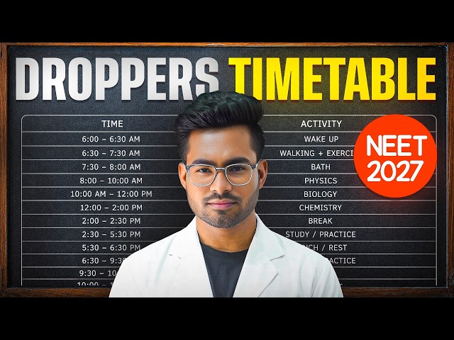 Best Timetable for NEET 2027 Droppers