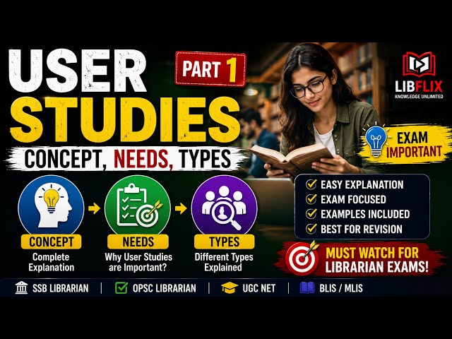 User Studies: Concept, Needs & Types | Part 1 | Library Science 🔥#ssblibrarian 