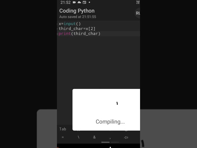 write a program and print the third character of the word